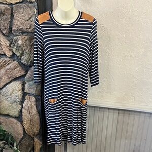 A. Byer Navy and Cream Striped Top